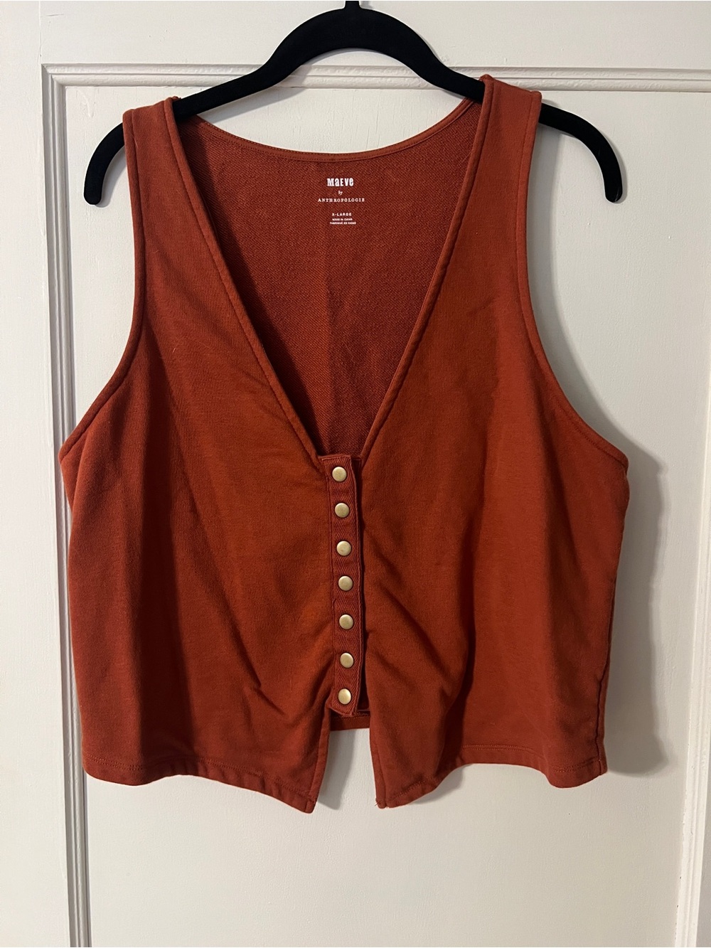 Anthropologie Maeve Rust-Orange Snap Front Tank